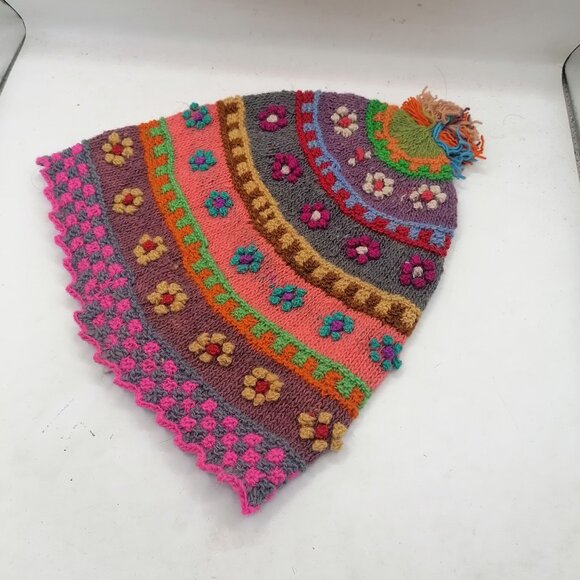 Chullo Beanie Hat Knitted Wool Winter Warm - Picture 7 of 8